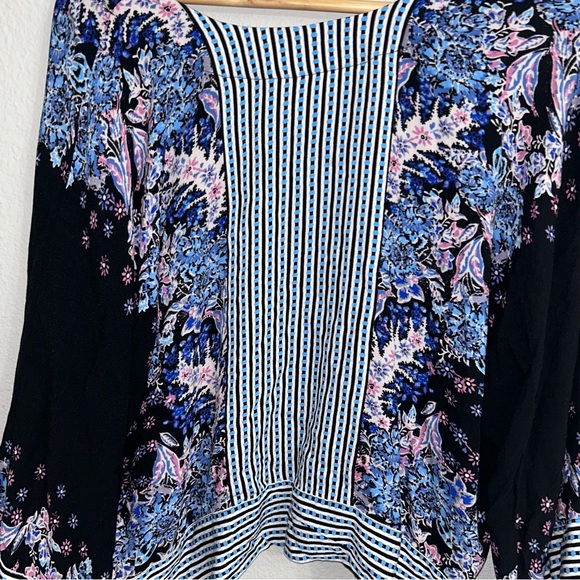 Free People Mix N Match Blouse Women’s Size M Kimono Sleeves Floral Boxy Fit - Picture 7 of 8